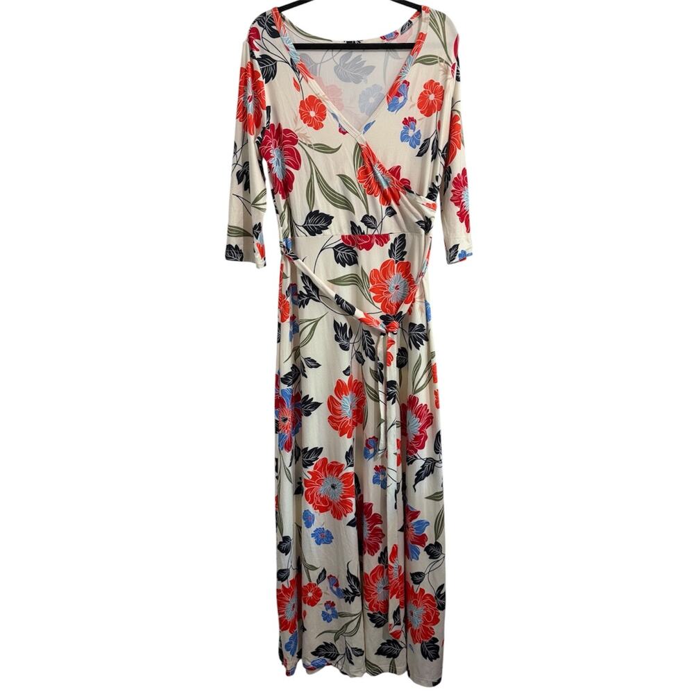 Rebdolls Plus Size 2X Floral Wrap Maxi Dress Belted Summer Boho Cottagecore